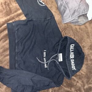 Call Her Daddy Black Crop Top Hoodie